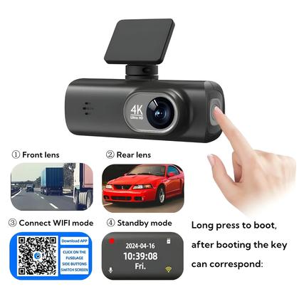 Imagem de Dash Cam 4K Dupla Lente com Câmera Traseira 1080P, WiFi, GPS e Monitoramento de Estacionamento 24h