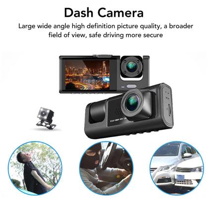 Imagem de Dash Cam Fydun 1080p Full HD frontal e traseiro, ângulo de 170