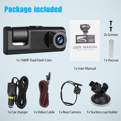 Imagem de Dashcam 1080p de grande angular C309-2083 com gravação dupla WiFi