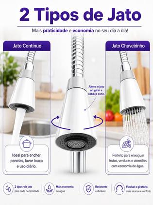 Imagem de Dazie Torneira Gourmet de Parede para Cozinha com Filtro Bica Flexível ABS Cromado Refil Carvão Ativado INMETRO 1 4 de Volta Purificador Dazie Metais