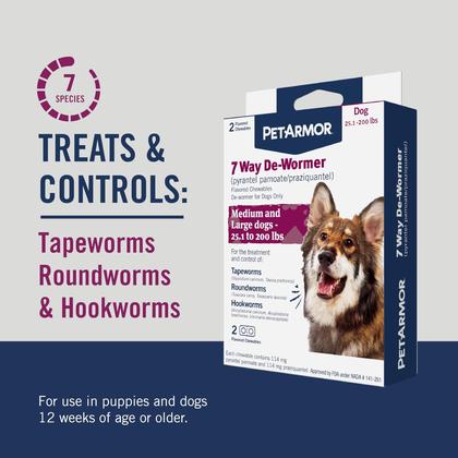 Imagem de De-Wormer PetArmor 7 Way para cães, Praziquantel e pamoato de pirantel
