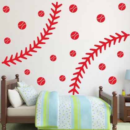 Imagem de Decalques de parede THEYGE Vinyl Baseball Stitches para quarto