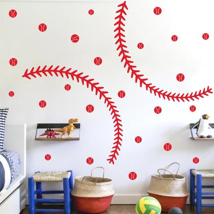 Imagem de Decalques de parede THEYGE Vinyl Baseball Stitches para quarto
