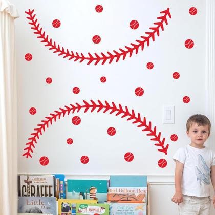 Imagem de Decalques de parede THEYGE Vinyl Baseball Stitches para quarto