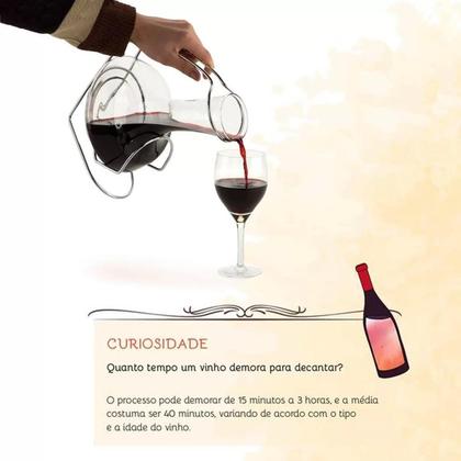 Imagem de Decanter de Vinho 900ml com Suporte Cromado Decantador Forma