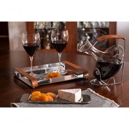 Imagem de Decanter de Vinho 900ml com Suporte Cromado Decantador Forma