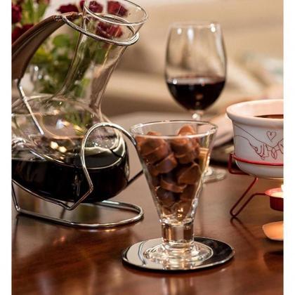 Imagem de Decanter de Vinho 900ml com Suporte Cromado Decantador Forma