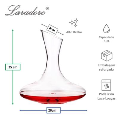 Imagem de Decanter em Cristal - Decantador Aerador de Vinho 1,6 Litro