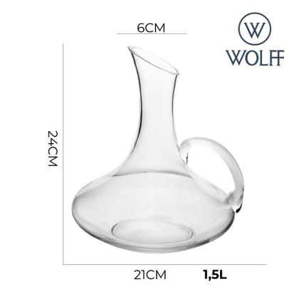 Imagem de Decanter para Vinho de Vidro com Alça Wolff Transparente 1,5L