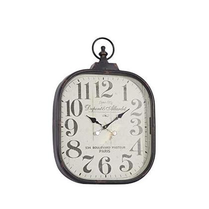 Imagem de Deco 79 Metal Distressed Pocket Watch Estilo Relógio de Parede com Anel Finial, 18 "x 3" x 26", Preto