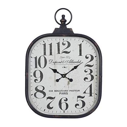 Imagem de Deco 79 Metal Distressed Pocket Watch Estilo Relógio de Parede com Anel Finial, 18 "x 3" x 26", Preto