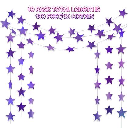 Imagem de Decoração de banner Glitter Star Garland Patelai 40m holográfica