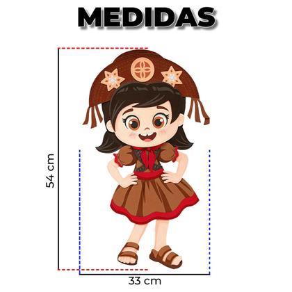 Imagem de Decoração de Festa Junina Painel Maria Bonita 3D em EVA Cangaceira Grande 54 cm pra Festa Junina Escola Quadrilha São João