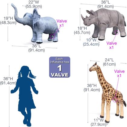 Imagem de Decoração de festa Toy Jet Creations Safari Animal, pacote com 3