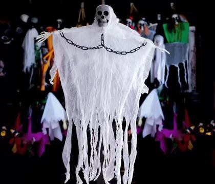 Imagem de Decoração De Halloween Assustador Caveira Com Led Enfeite De Porta