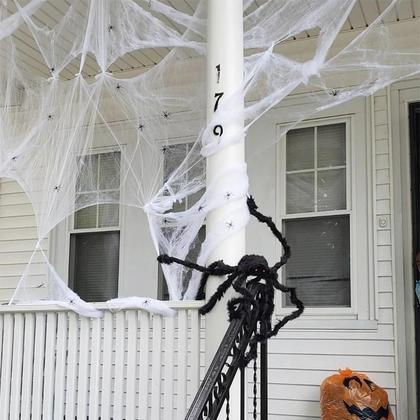 Imagem de Decoração de Halloween: Teia de Aranha Elástica e Assustadora para Festa