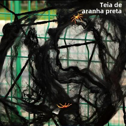 Imagem de Decoração de Halloween: Teia de Aranha Elástica e Assustadora para Festa