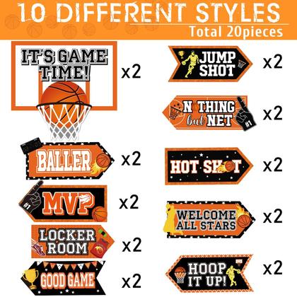 Imagem de Decoração de letreiro de festa de basquete de 20 peças para crianças e adolescentes
