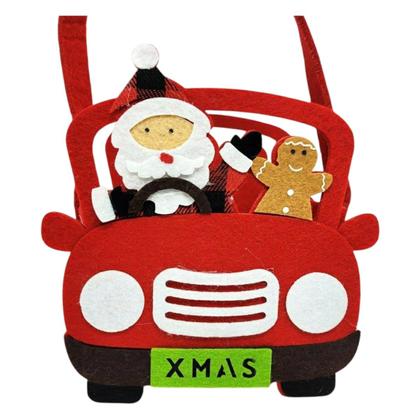 Imagem de Decoração De Natal Cestos Feltro Carro Papai Noel