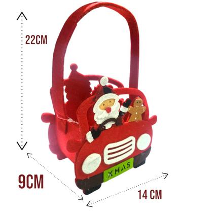 Imagem de Decoração De Natal Cestos Feltro Carro Papai Noel