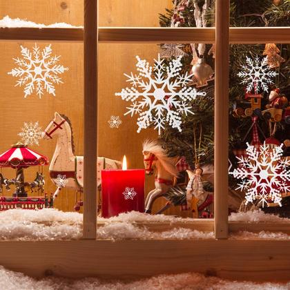 Imagem de Decoração de Natal, flocos de neve de plástico, 100 unidades