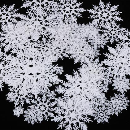 Imagem de Decoração de Natal, flocos de neve de plástico, 100 unidades
