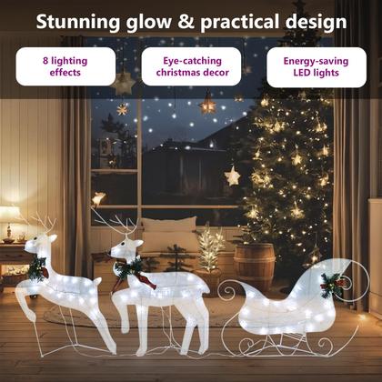 Imagem de Decoração de Natal vidaXL Renas e trenó com 60 LED
