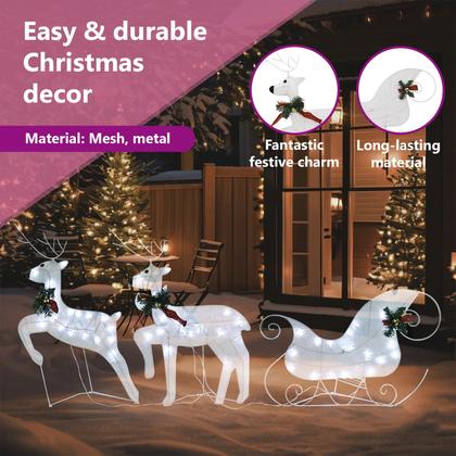 Imagem de Decoração de Natal vidaXL Renas e trenó com 60 LED