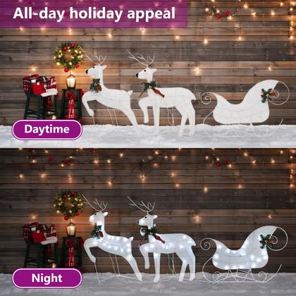 Imagem de Decoração de Natal vidaXL Renas e trenó com 60 LED