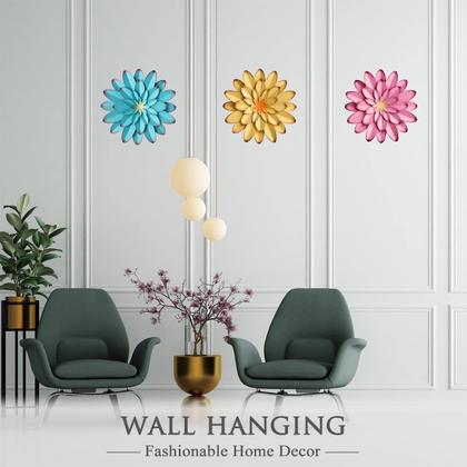 Imagem de Decoração de parede de metal AHYS Wall Art Metal Flowers Blue 30cm