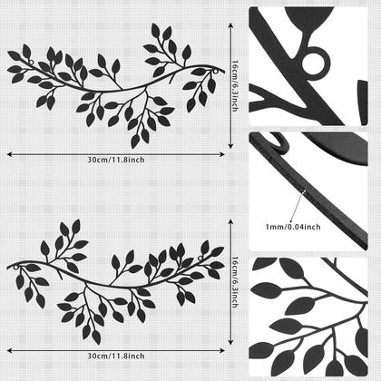 Imagem de Decoração de parede Hotop Metal Tree Leaf Vine Olive Branch x2 Black