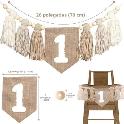 Imagem de Decoração De Parede Para Festa De Aniversário De 1 Ano De Menina Boho, Banner Para Cadeira Alta,