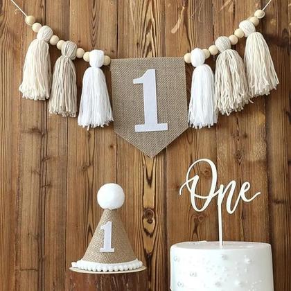 Imagem de Decoração De Parede Para Festa De Aniversário De 1 Ano De Menina Boho, Banner Para Cadeira Alta,