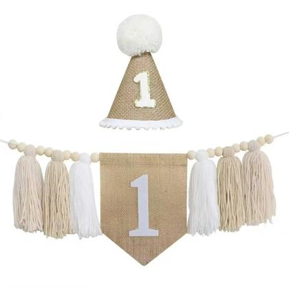 Imagem de Decoração De Parede Para Festa De Aniversário De 1 Ano De Menina Boho, Banner Para Cadeira Alta,