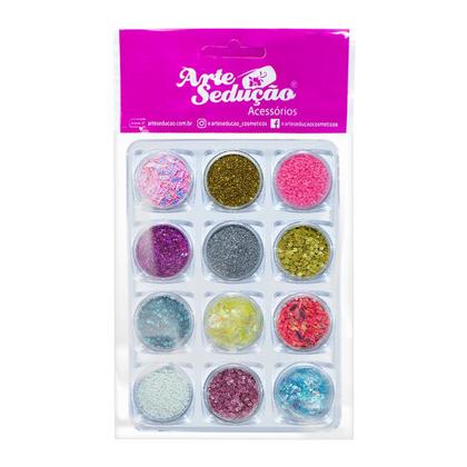 Imagem de Decoração de unha Nail art glíter  Arte sedução, Kit 12 und.