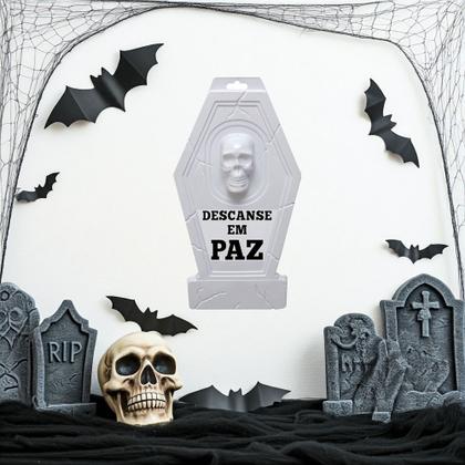 Imagem de Decoração dia Bruxas Painel Lápide Cemitério de Parede 50cm