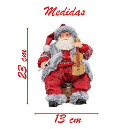 Imagem de Decoração Enfeite Natal Papai Noel Violinista Em Resina 23cm
