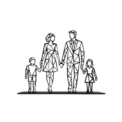 Imagem de Decoração Família Moderna MDF  Estátua Casal com Filhos  Preta  23x20cm
