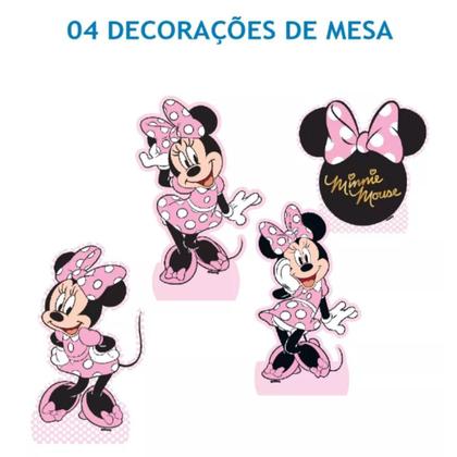 Imagem de Decoração Festa Aniversário Infantil pra Menina Minnie Rosa Com 40 Enfeites