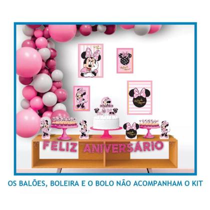 Imagem de Decoração Festa Aniversário Infantil pra Menina Minnie Rosa Com 40 Enfeites