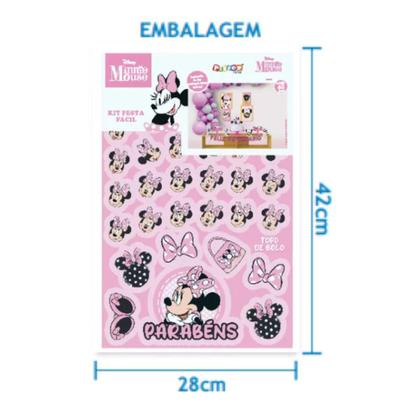 Imagem de Decoração Festa Aniversário Infantil pra Menina Minnie Rosa Com 40 Enfeites