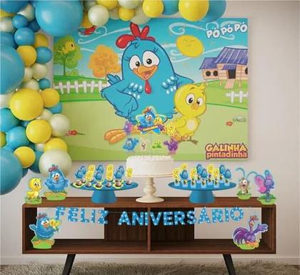Imagem de Decoração Festa Galinha Pintadinha Kit COMPLETO em EVA 39pçs