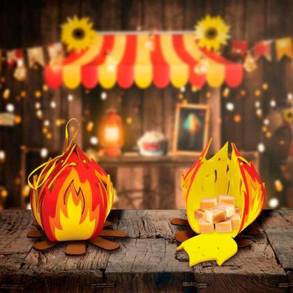 Imagem de Decoração Festa Junina Caixa Milk em EVA Fogueira Sao João 3D Com Compartimento Surpresa