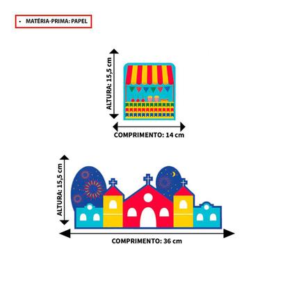Imagem de Decoração Festa Junina De Mesa Kit 8 Display Toten São João Caipirinhas Fogueira Quermesse Igreja