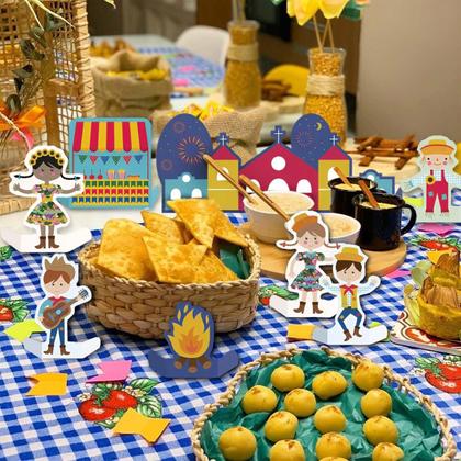 Imagem de Decoração Festa Junina De Mesa Kit 8 Display Toten São João Caipirinhas Fogueira Quermesse Igreja