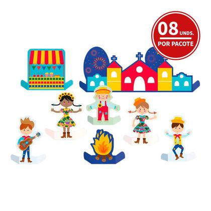 Imagem de Decoração Festa Junina De Mesa Kit 8 Display Toten São João Caipirinhas Fogueira Quermesse Igreja