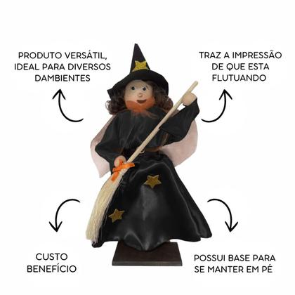 Imagem de Decoração halloween bonecos bruxa fantasma abóbora enfeite de mesa