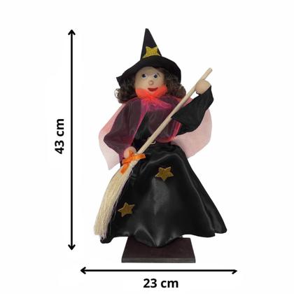 Imagem de Decoração halloween bonecos bruxa fantasma abóbora enfeite de mesa