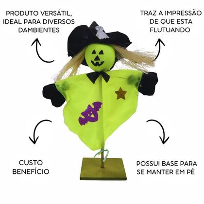 Imagem de Decoração halloween bonecos bruxa fantasma abóbora enfeite de mesa