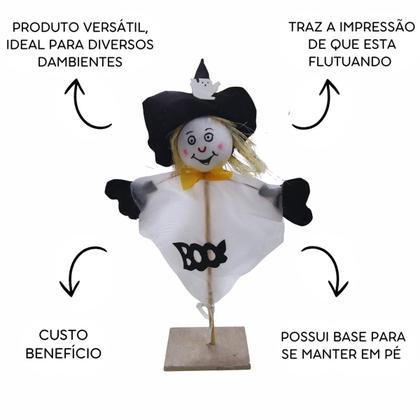 Imagem de Decoração halloween bonecos bruxa fantasma abóbora enfeite de mesa